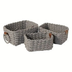Storage Basket Set Woven Rattan Style Three Sizes With Handles