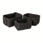 Storage Basket Set Woven Rattan Style Three Sizes With Handles