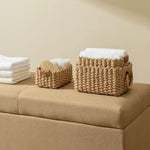 Storage Basket Set Woven Rattan Style Three Sizes With Handles