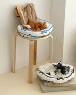 Storage Basket Striped Cotton Blend Machine Washable