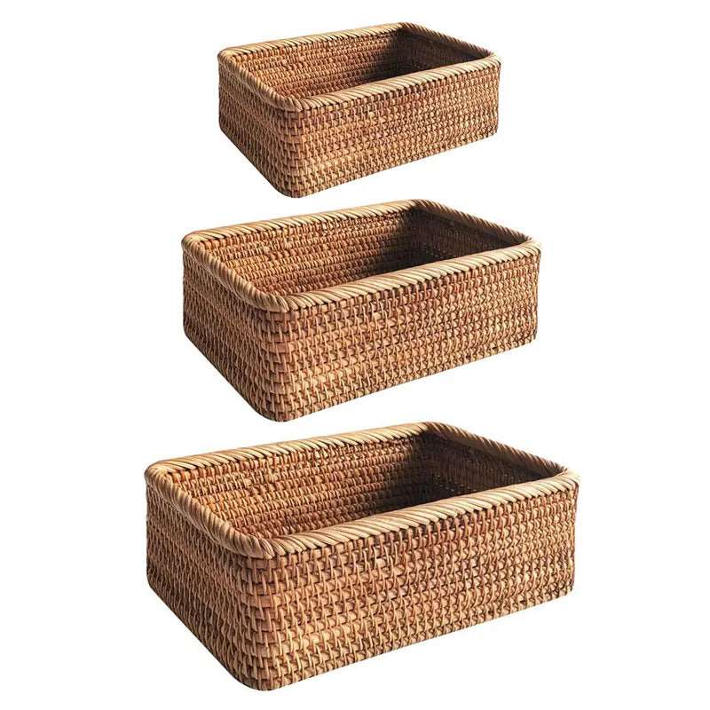 Storage Basket Woven Rattan-Style Three Sizes