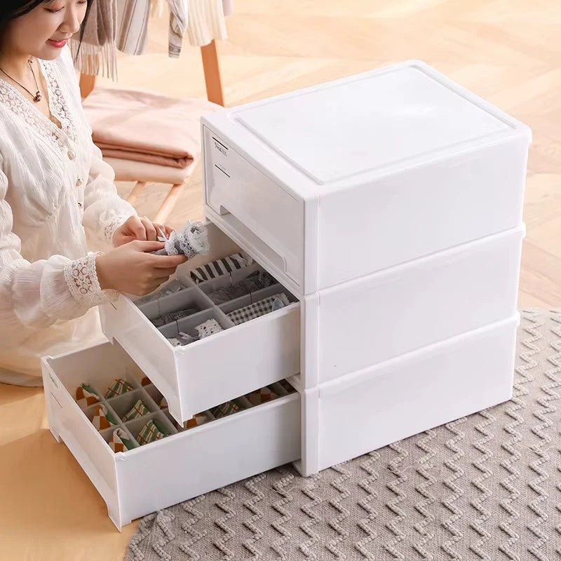 Storage Box Stackable Sliding Drawer Space-Saving