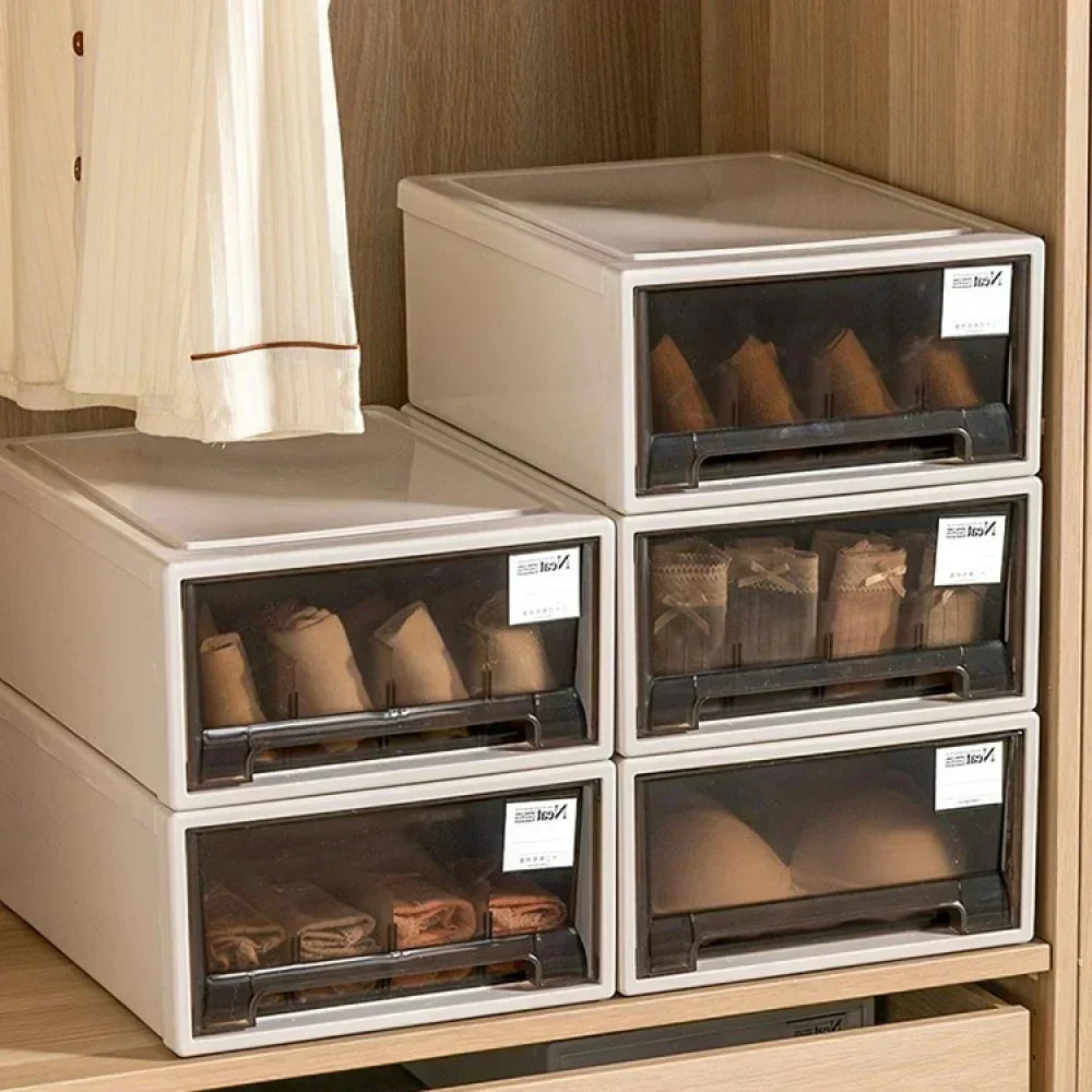 Storage Box Stackable Sliding Drawer Space-Saving