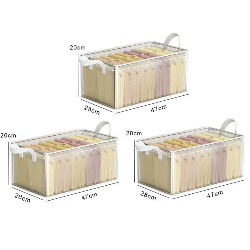 Storage Box Transparent Foldable & Stackable with Stainless Steel Frame
