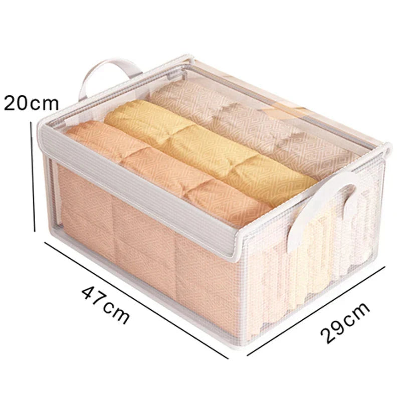 Storage Box Transparent Foldable & Stackable with Stainless Steel Frame