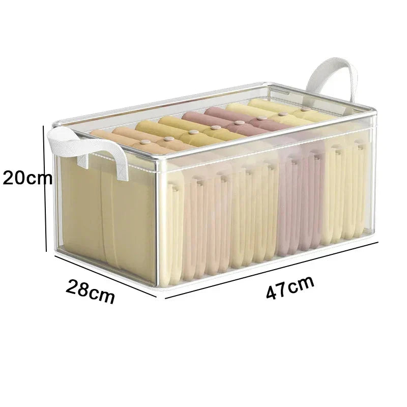Storage Box Transparent Foldable & Stackable with Stainless Steel Frame