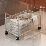 Storage Cart Open Mesh Wooden Handles With Swivel Casters