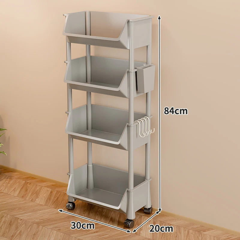 Storage Cart Slim Rolling Open Storage With Hooks