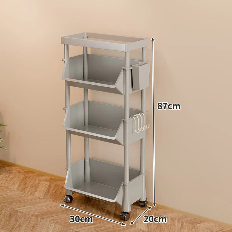 Storage Cart Slim Rolling Open Storage With Hooks