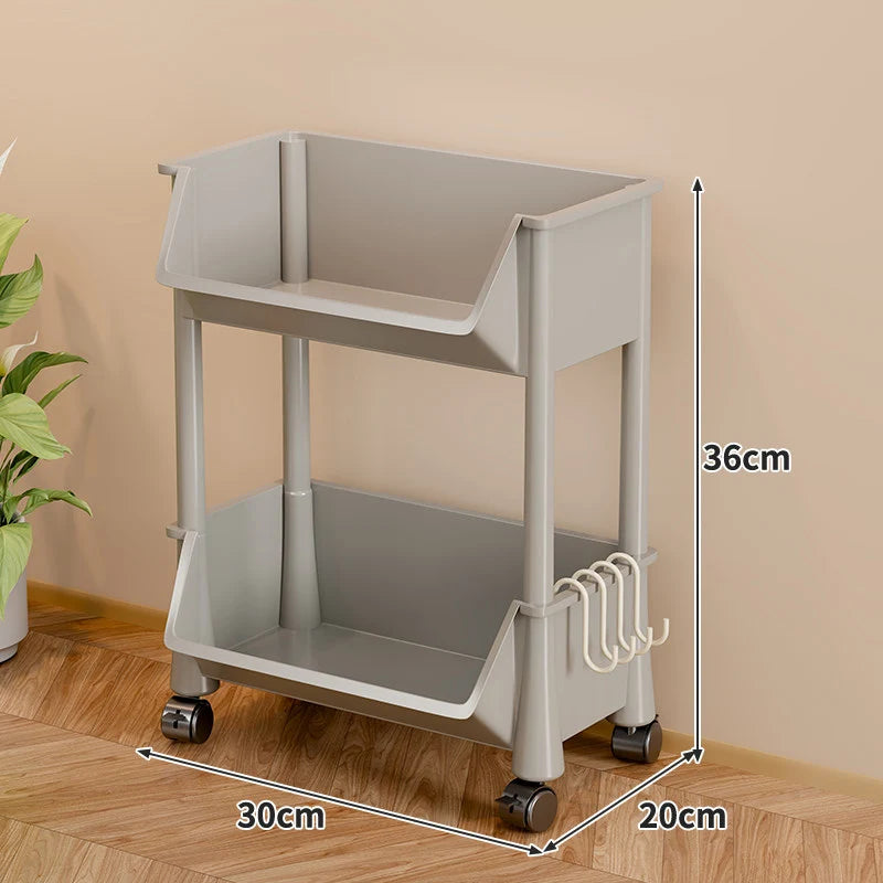 Storage Cart Slim Rolling Open Storage With Hooks