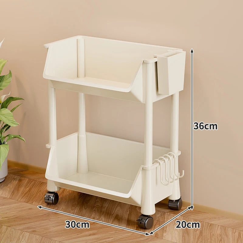 Storage Cart Slim Rolling Open Storage With Hooks