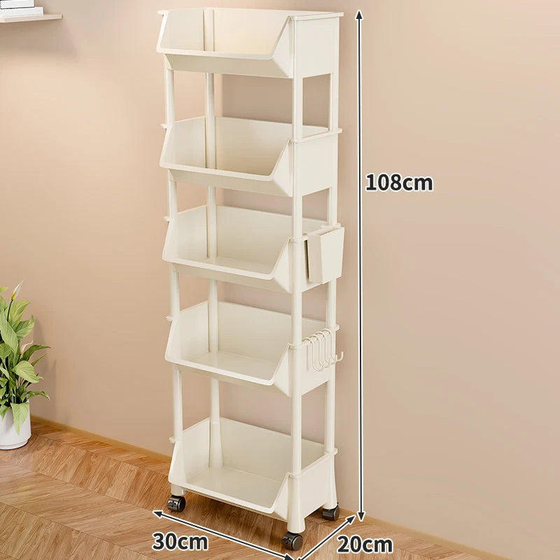 Storage Cart Slim Rolling Open Storage With Hooks