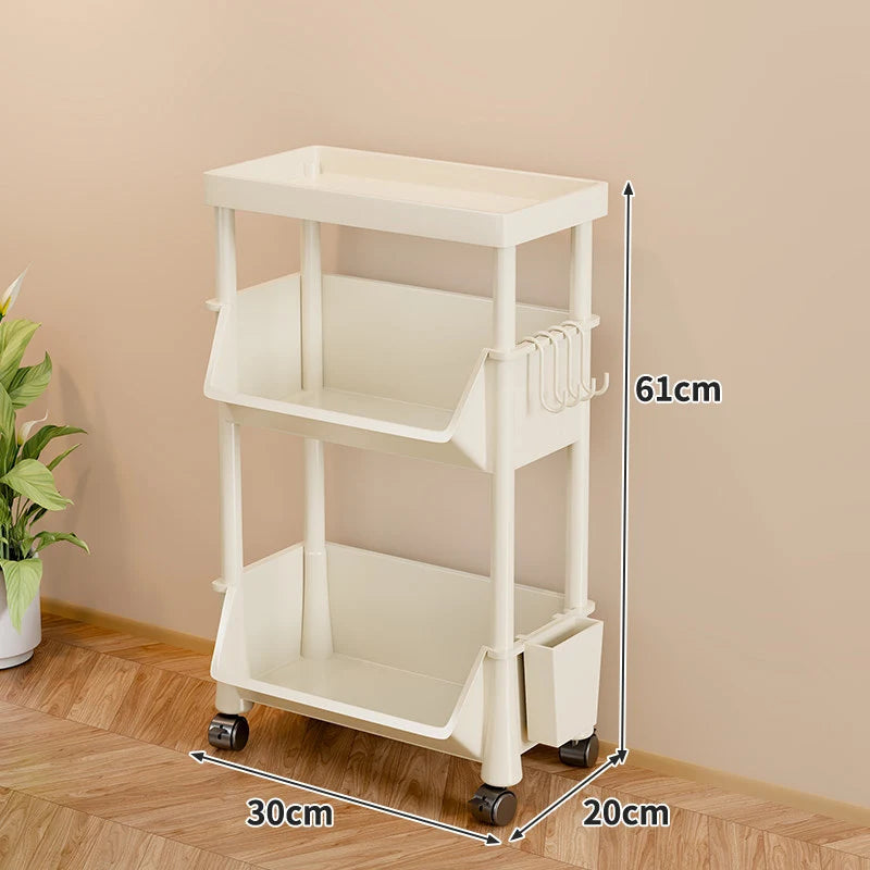 Storage Cart Slim Rolling Open Storage With Hooks