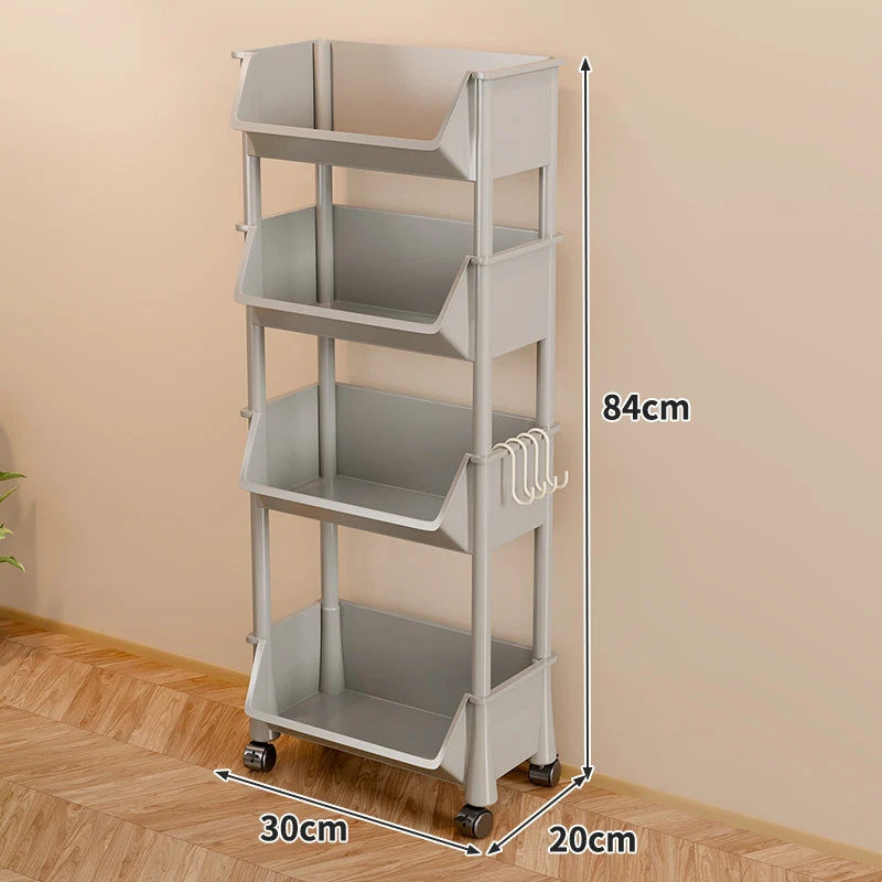 Storage Cart Slim Rolling Open Storage With Hooks