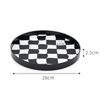 Storage Tray Round Plastic Checkerboard Pattern Countertop Organizer