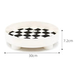 Storage Tray Round Plastic Checkerboard Pattern Countertop Organizer