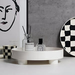 Storage Tray Round Plastic Checkerboard Pattern Countertop Organizer