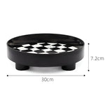 Storage Tray Round Plastic Checkerboard Pattern Countertop Organizer