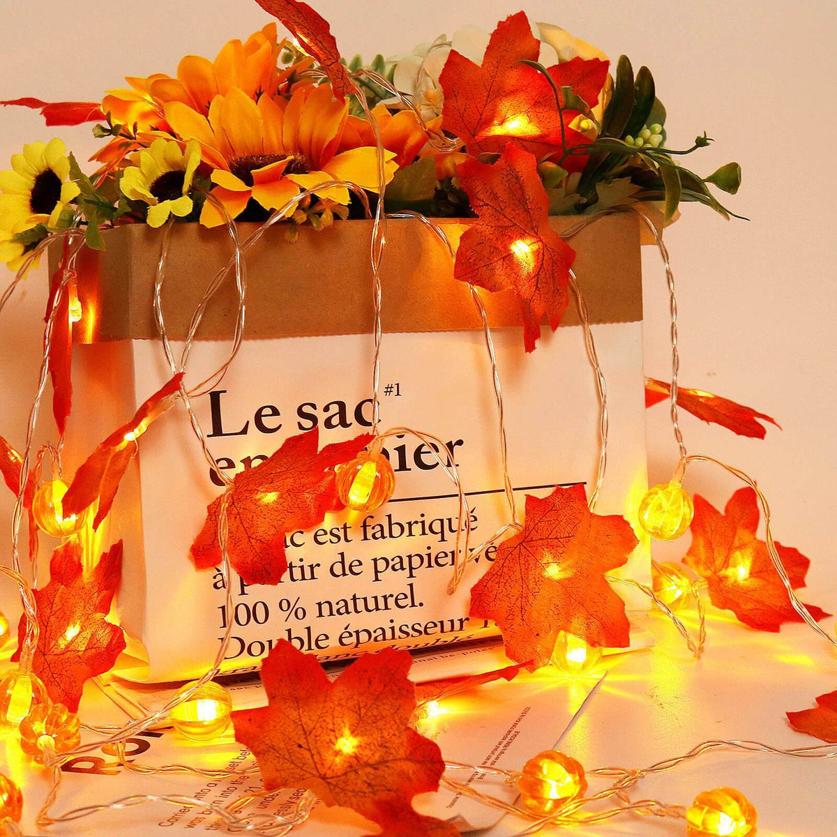 String Lights Autumn Maple Leaf Battery-Operated Warm LED Glow