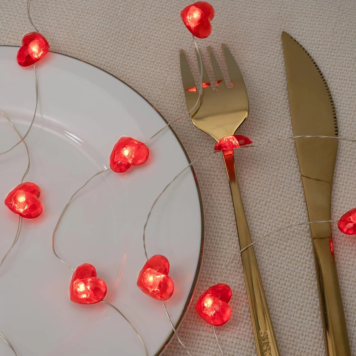 String Lights Heart-Shaped Battery-Operated Waterproof