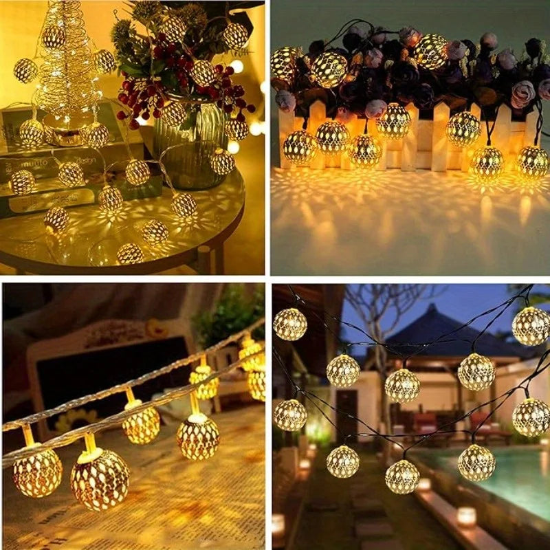 String Lights Solar-Powered Moroccan Ball IP65 Waterproof