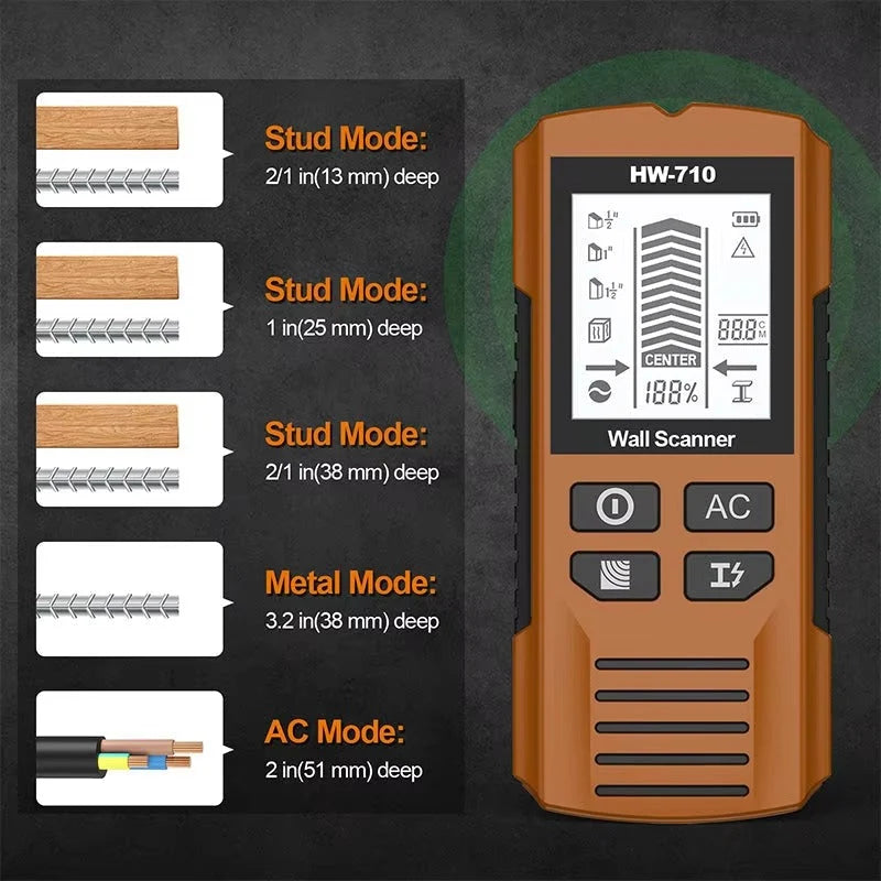 Stud Finder 3-in-1 Metal Wood Live Wire