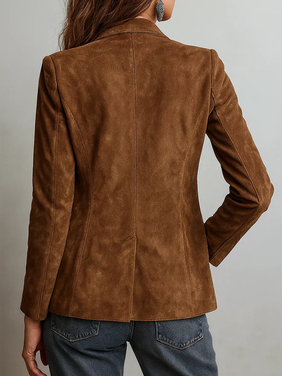 Suede Jacket Sustainable Suede Vintage Style Contrast Stitching