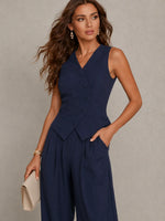 Suit Set Tailored Vest Wide-Leg Pants Breathable