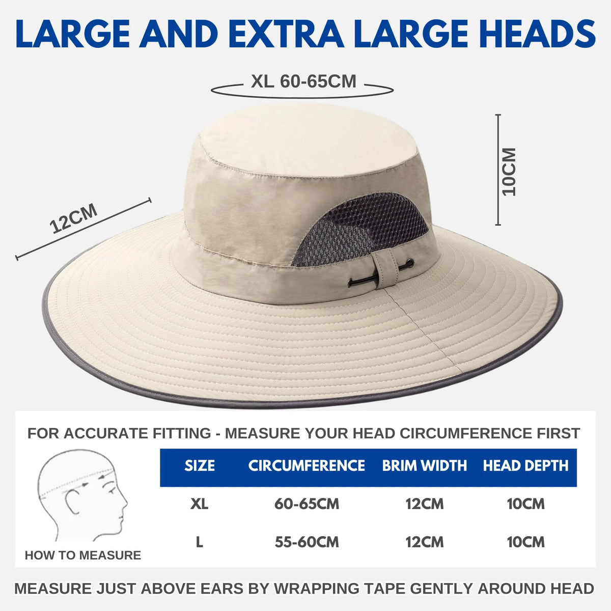 Sun Hat Large Fit Extra Wide Brim UPF50