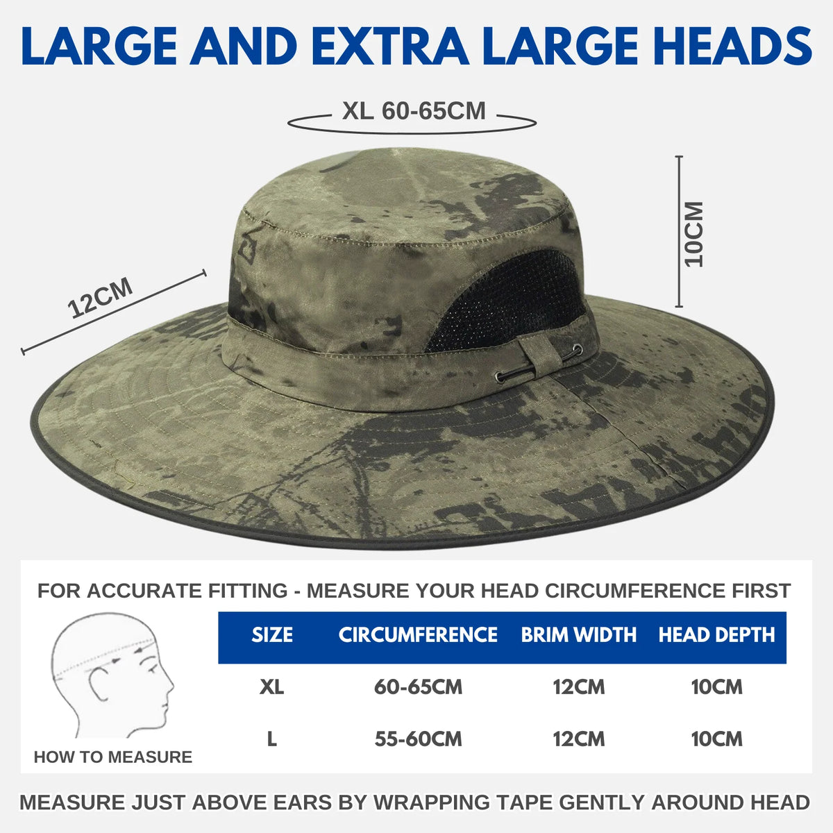 Sun Hat Large Fit Extra Wide Brim UPF50
