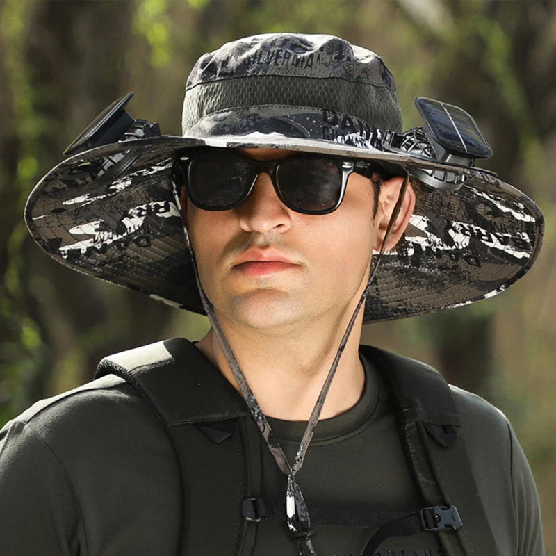 Sun Hat Solar-Powered Dual Fans UPF Sun Protection