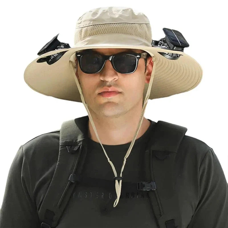 Sun Hat Solar-Powered Dual Fans UPF Sun Protection