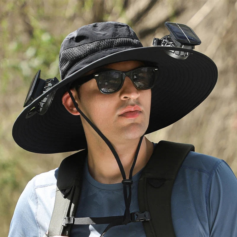 Sun Hat Solar-Powered Dual Fans UPF Sun Protection