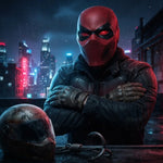 Superhero Half Mask Red Plastic Lightweight Design