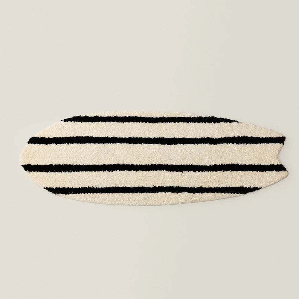 Surfboard Rug Shag Pile Striped Coastal Design