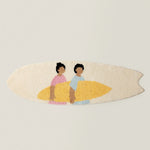 Surfboard Rug Shag Pile Striped Coastal Design