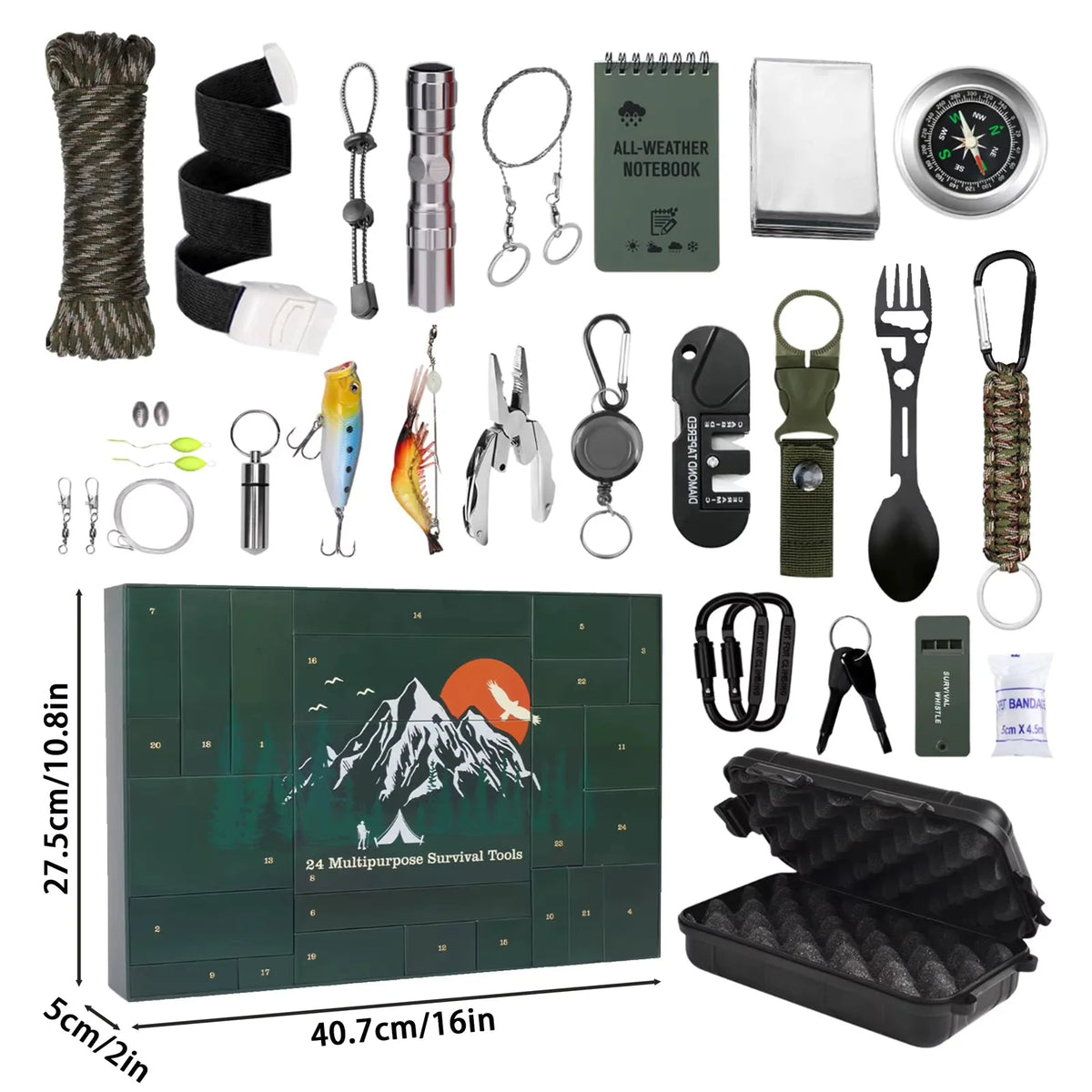 Survival Advent Calendar Multitool Flashlight & Paracord