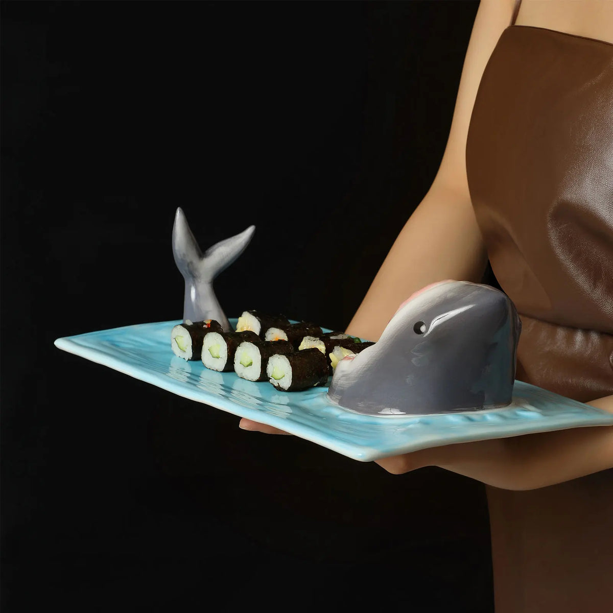 Sushi Plate Ceramic Shark Design Dishwasher Safe