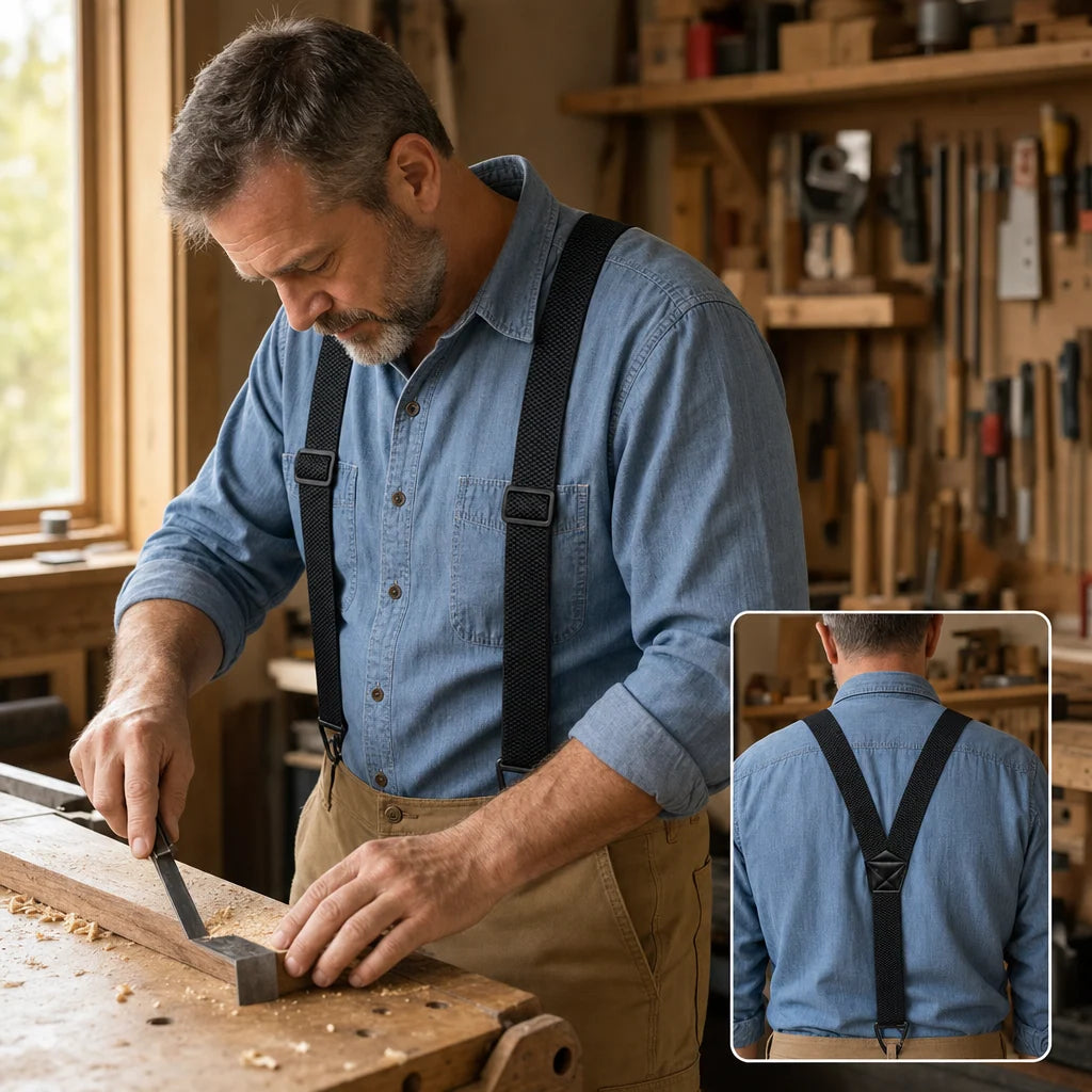 Suspenders Adjustable Elastic Belt Loop Hooks Y-Back & X-Back