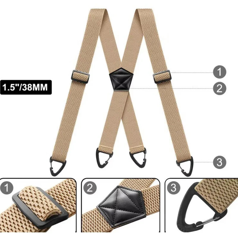 Suspenders Wide Elastic Straps Adjustable Heavy-Duty Clips
