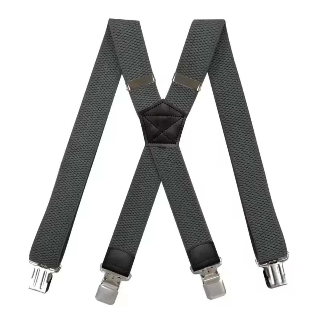 Suspenders X-Back Adjustable Elastic Four Metal Clips