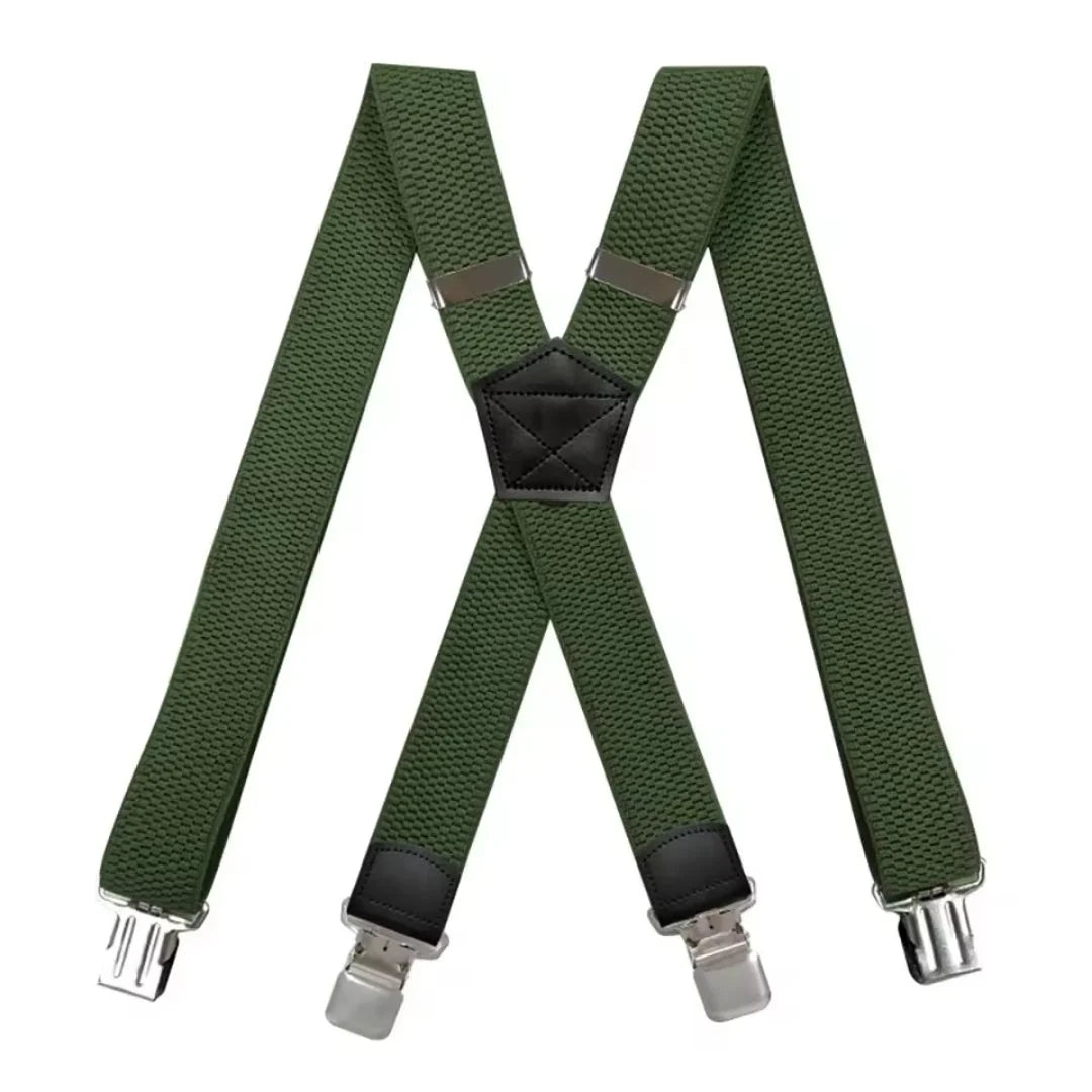 Suspenders X-Back Adjustable Elastic Four Metal Clips