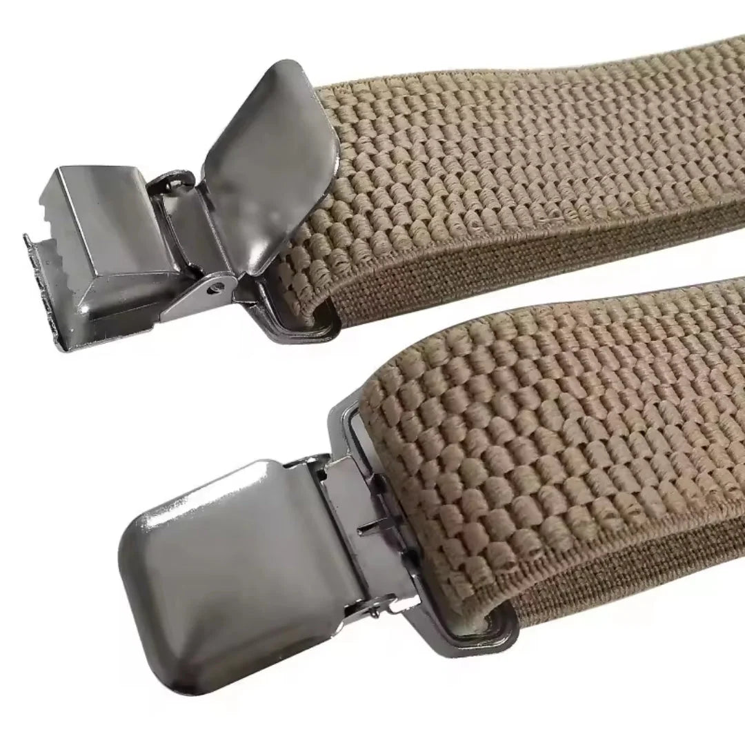 Suspenders X-Back Adjustable Elastic Four Metal Clips