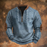 Sweater Quarter-Zip Stand-Up Collar Elbow Patches