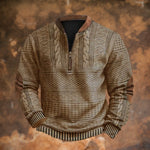 Sweater Quarter-Zip Stand-Up Collar Elbow Patches
