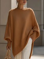 Sweater Women's Oversized Batwing Sleeves Asymmetric Hem