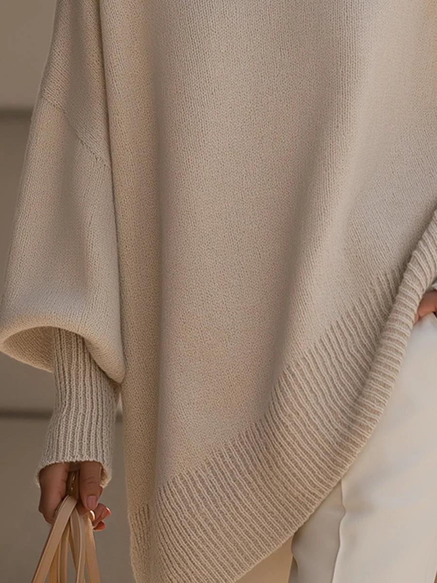 Sweater Women's Oversized Batwing Sleeves Asymmetric Hem