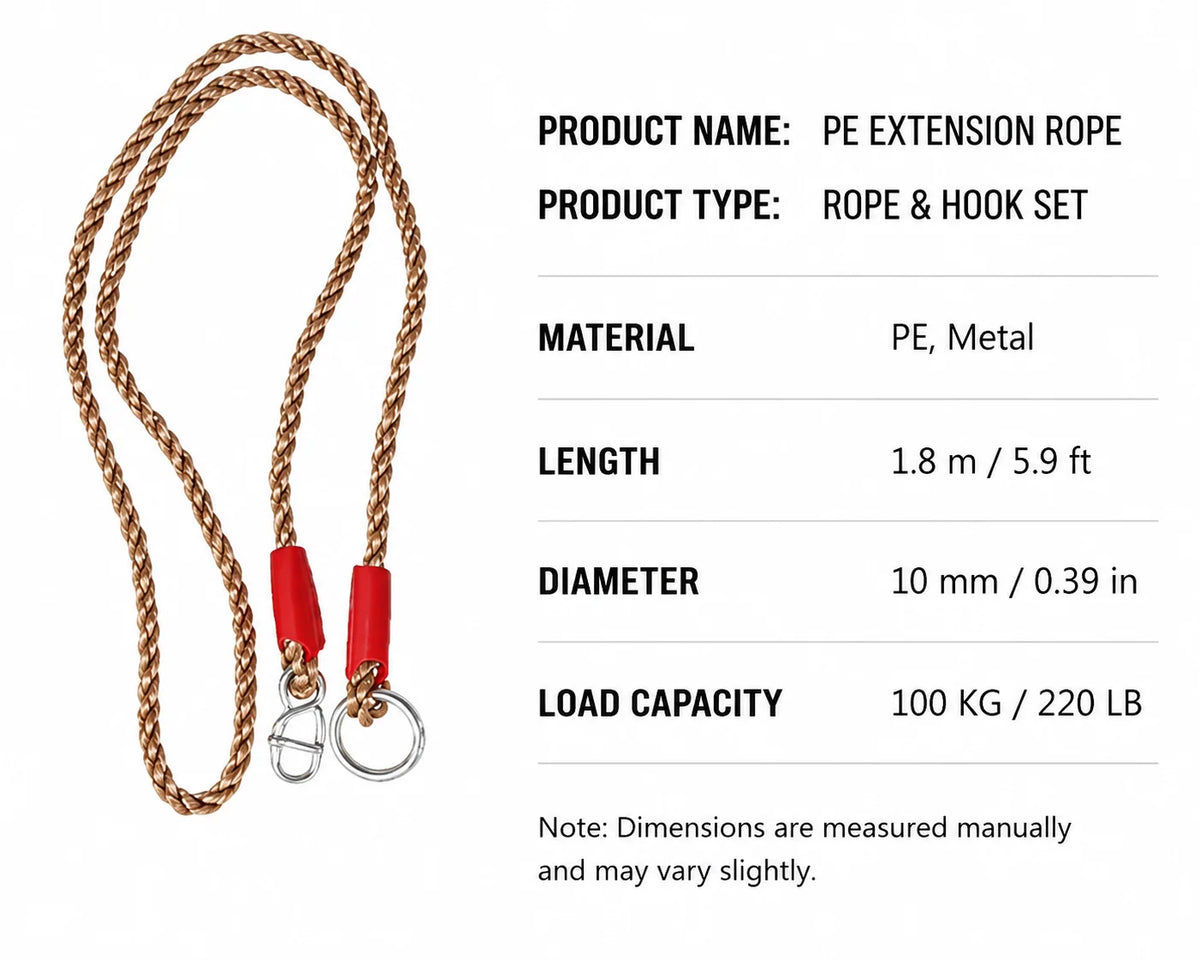 Swing Extension Rope Kit Adjustable Braided With Hooks