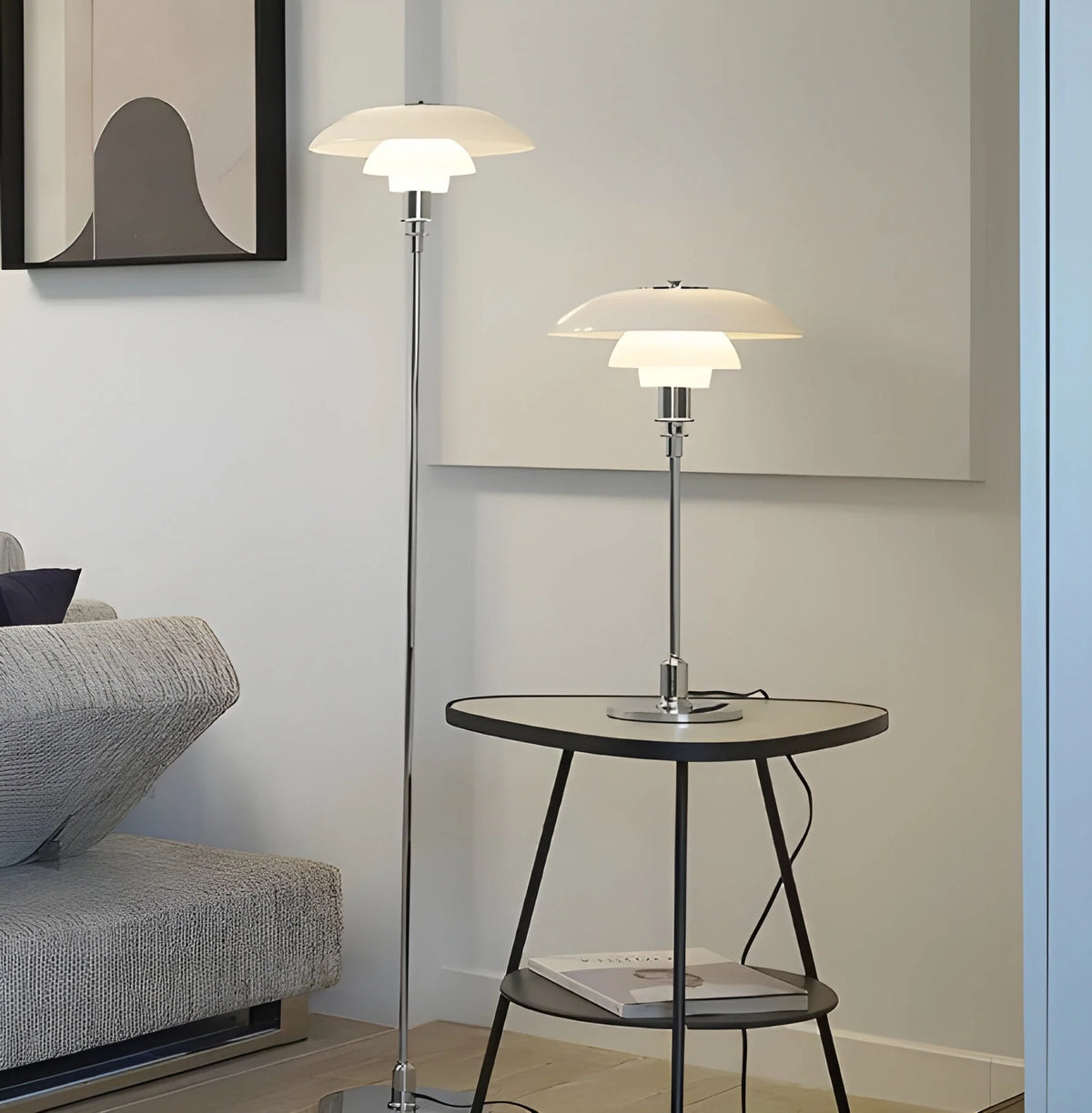Table Lamp Glass Shade Dimmable Warm Glow