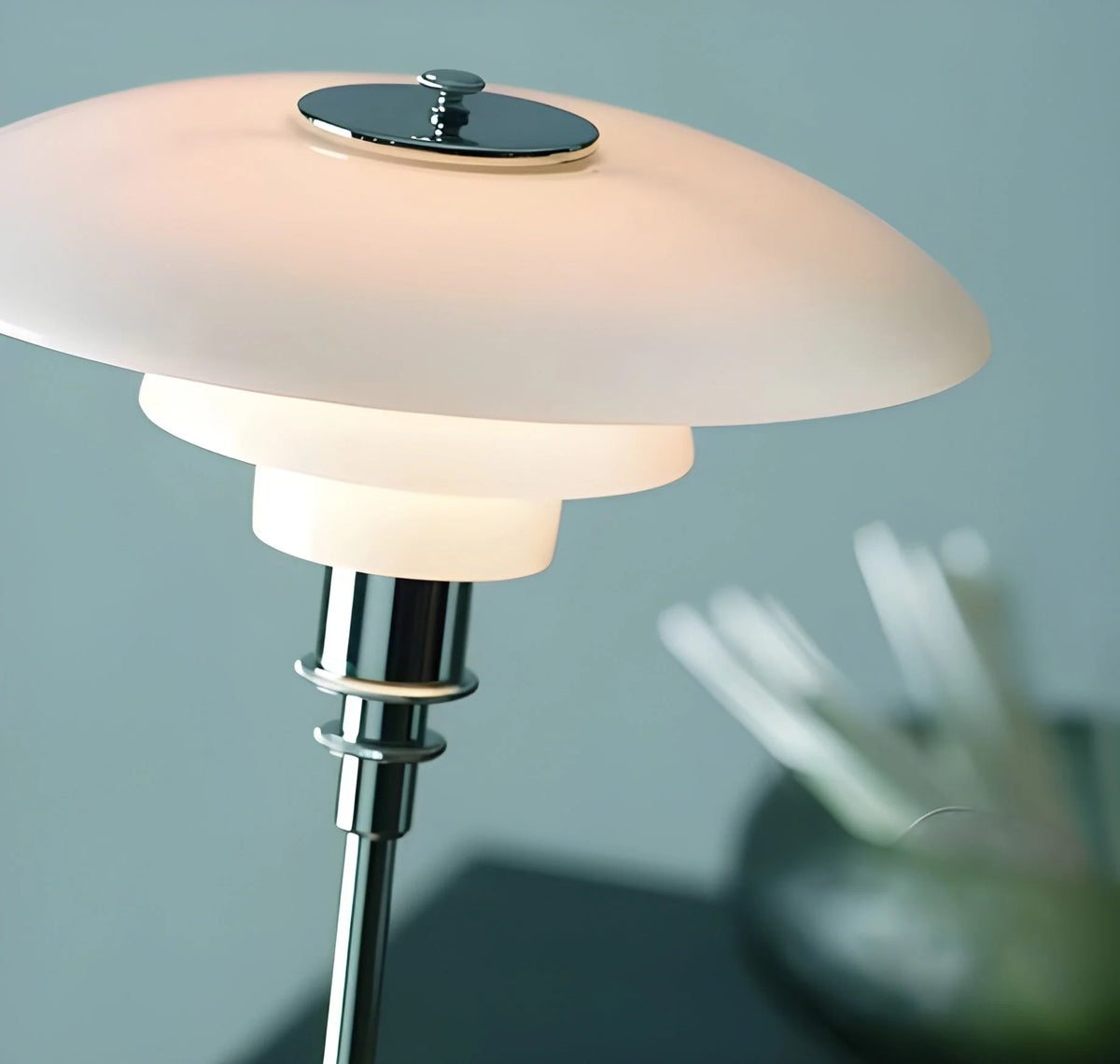 Table Lamp Glass Shade Dimmable Warm Glow